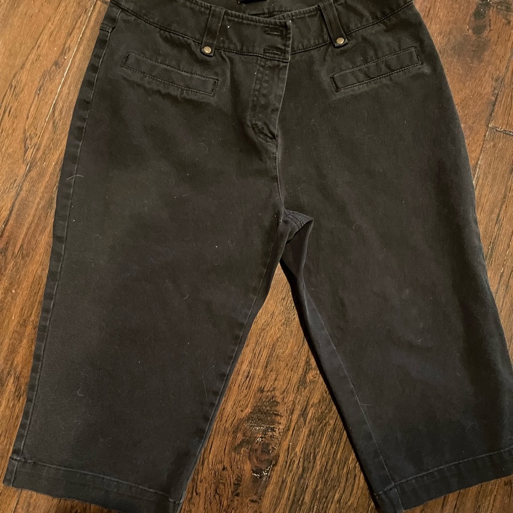 Womens black knee length jean shorts